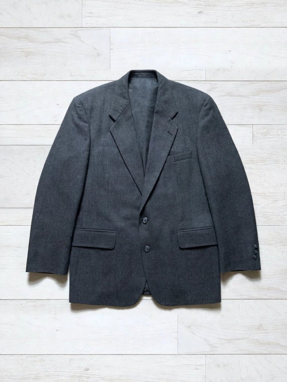 Hardy Amies Wool Flannel Blazer Charcoal 44R
